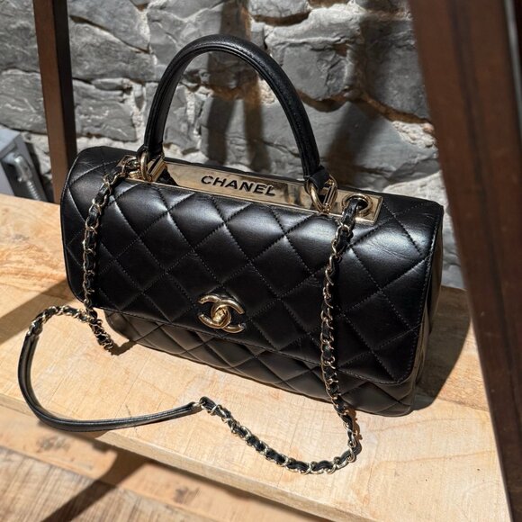 Chanel 2017 Black Medium Trendy Quilted Top Handle Shoulder Bag - Picture 2 of 16